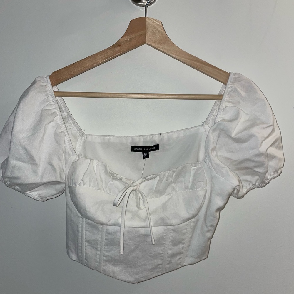 Kendall & Kylie White Puff Sleeve Top